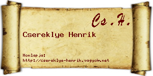 Csereklye Henrik névjegykártya